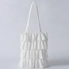フリル ショルダーバッグ ホワイト プリーツ ドレスバッグ