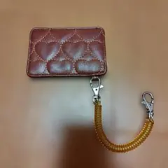 ハート模様のブラウンパスケース　定期入れ