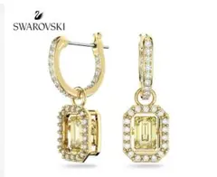 スワロフスキー ミレニアドロップピアス オクタゴンカット イエロー ゴールド