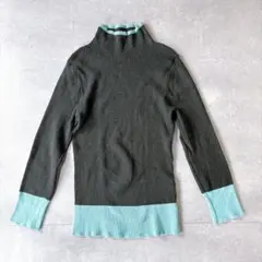 antiqua アンティカ バイカラー リブニット セーター モックネックS〜L