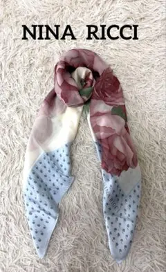 ✨美品✨【NINA RICCI】シルク100% 大判 スカーフ 約88cm