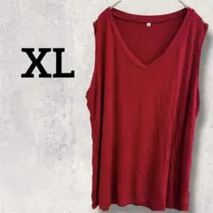 レッド【XL】ノースリーブ トップス