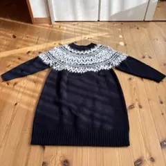 ノルディック柄 黒 長袖セーター T40