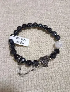 パワーストーンブレスレット　オニキス　クラック水晶　強力な魔除け