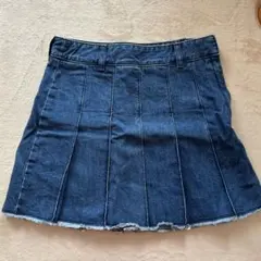 GU　デニムローウエストプリーツミニスカート