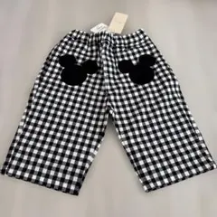 プティマイン　ディズニー　ミッキー　白黒　チェック　ハーフパンツ