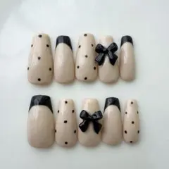 ネイルチップ ドットネイル フレンチネイル リボンネイル