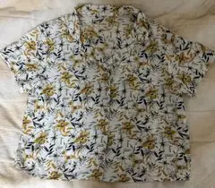 花柄 半袖シャツ ホワイト