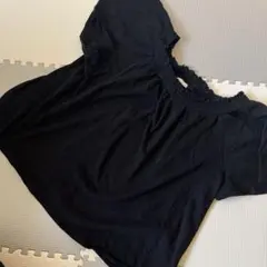 GU フリルネック 半袖Tシャツ Mサイズ 黒オフショル