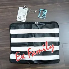 ＥＸＩＬＥストライプポーチとIDケース、カラビナセット