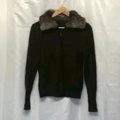 UNTITLED ラビットファー ジップアップ ニット 茶 ブラウン L1209