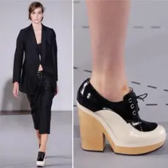 【JIL SANDER】黒×クリームplatform チャンキーヒール シューズのサムネイル