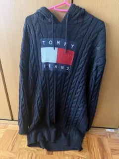TOMMY ケーブルニット パーカー ブラック Mのサムネイル
