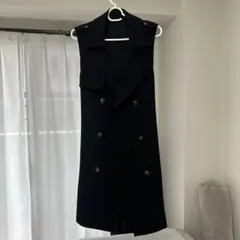 salire黒のダブルブレストノースリーブベスト