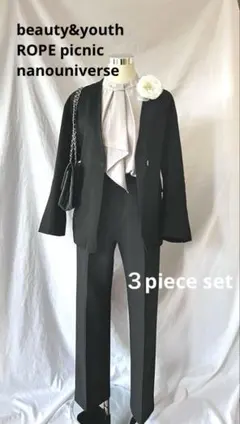 卒業式に　セレモニー3点セット　パンツスーツ　ママ　ノーカラー Mサイズ