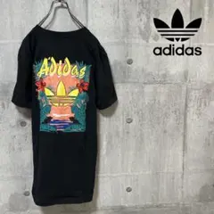 adidas 半袖　Tシャツ　背面ロゴ　バックロゴ　ブラック　メンズL相当
