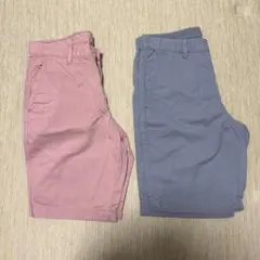 【即日発送】ユニクロ メンズショートパンツ S サーモンピンク&ブルー 2枚組