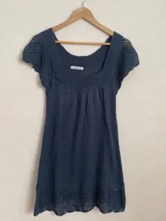 【値下げ】grove ダークブルー 半袖ニット