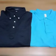 ブラックとターコイズのポロシャツ2点セット