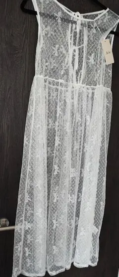 新品タグ付✨️Achic 総レース ワンピース 白 M〜L 重ね着 バックリボンのサムネイル