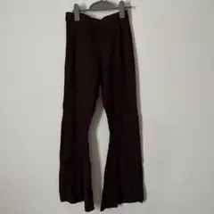 GRL リブニットフレアパンツ ストレッチ性　ウエストゴム　脚長　細見え