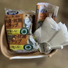 にゃんとも生活トイレ子猫用 スコップ 脱臭シート2枚 チップ２.5Lと半分弱のサムネイル