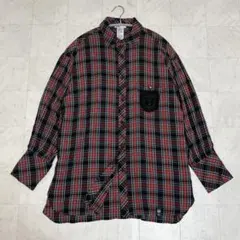 Dsquared2 ロングチェックネルシャツ ガウンシャツ 46 レッド - メルカリ