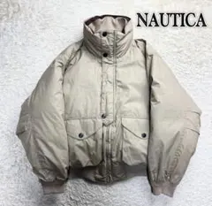 80s NAUTICA ショート丈 ダウン ハイネック ブルゾン ベージュ