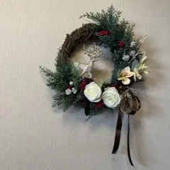 クリスマスリース 鹿の装飾付き