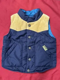 ダウンベスト ネイビー/ベージュ コーデュロイ