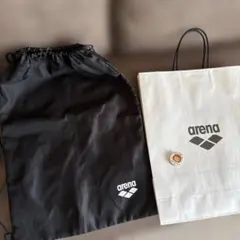 arena アリーナ ナップサック 大会◎撥水バッグ ブラック⭐️缶バッジ紙袋付⭐️