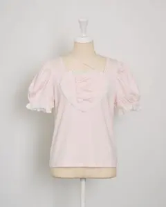 pium ピウム ハートリボンパフスリーブTシャツ ピンク pium ハートリボンパフスリーブTシャツ ピンク - メルカリ