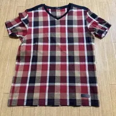 ブラックレーベルクレストブリッジ　チェック柄 Vネック Tシャツ