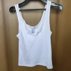 H&M リブタンクトップ ホワイト S