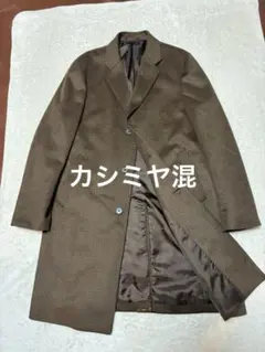 新品UNIQLO カシミヤ混チェスターコート ブラウン チェック柄