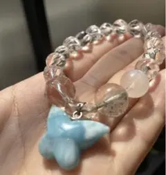 蝶々ラリマー 天然石ブレスレット ムーンストーン ヘマタイト