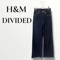 H&M DIVIDED デニムパンツ　フリーサイズ　ハイウェスト　ネイビーのサムネイル