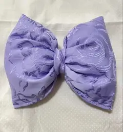 体育祭　盛り髪　バラ柄リボン　薄紫