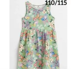 ☆新品☆H&M フローラル♡ワンピース　ライトグリーン♡♡110/115②