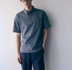 COMME CA ISM　メンズ　吸水速乾　カノコポロシャツ　ブルーのサムネイル
