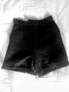 美品⭐︎SLY ツイードフリンジヘムショートパンツ 黒　秋冬