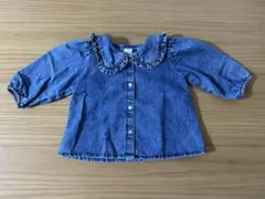 H&M 襟付きデニムフリルシャツ ブラウス トップス