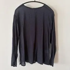 ネイビー ドット柄 シアー長袖シャツ studio CLIP