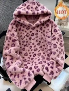 SHEIN レオパード柄 フリース パーカー