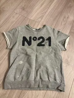 N°21 KIDS ロゴ刺繍 半袖スウェット グレー 42
