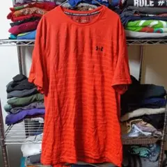 90sヴィンテージアンダーアーマーXLオレンジtシャツUSA直輸入メンズ古着