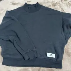 adidas 黒 ハイネック クロップドスウェット