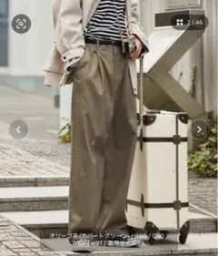 EMMA CLOTHES タックワイドバルーンシルエットチノパンツ M オリーブ