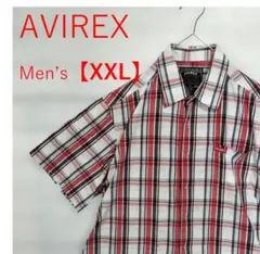 AVIREX 半袖チェックシャツ レッド ホワイト XXLのサムネイル