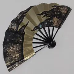 仕舞扇 舞扇 黒金 漆器 紙扇子 御舞扇 紙箱付き 全長約29cm 【5154】